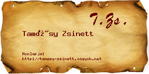 Tamásy Zsinett névjegykártya